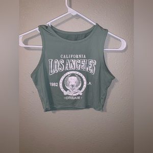 SHEIN Los Angeles Tank Top, Size XS, Blue/Teal, Crop Top